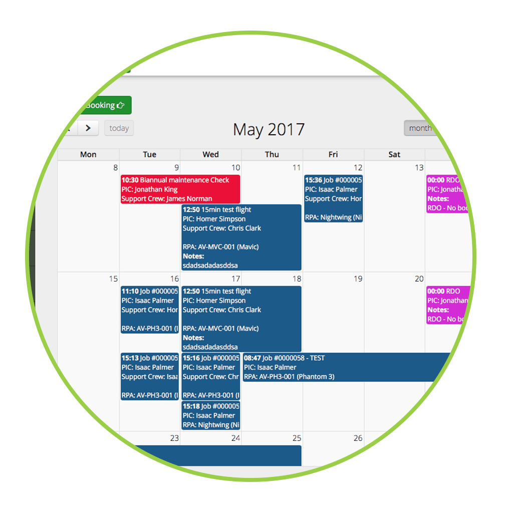 Booking manager and work calendar